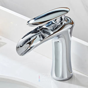 LDIES Waterfall Basin Faucet White Gold Black Silver Faucet Deck Mounted Basin Sink Tap Mixer Hot & Cold Brass Tap 7M3Y5