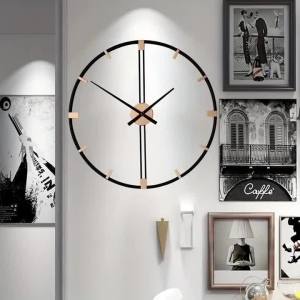 xpkQ Large Wall Clock Living Room Iron Art Round Clocks Mechanism Silent Watches Kitchen Luxury Watch Room Design Wall Decoration 5B9Z4