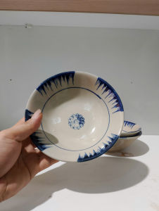 Set 5 tô phết xanh gốm sành 16 cm ( 350 ml)