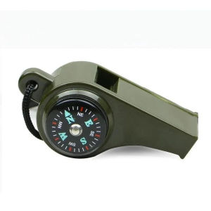 3 in 1 Multifunction Emergency Survival Whistle with Compass Neck Strap Outdoor Camping Hiking Referee Cheerleading Whistle