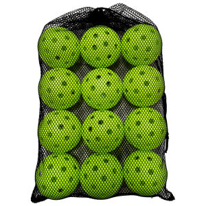 12pcs 74mm Pickleball Balls With Black Mesh Bag / 40 Holes Pickleball Hollow Ball