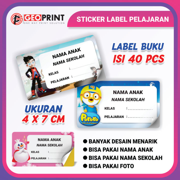 ISI 40 PCS STIKER LABEL MATA PELAJARAN CUSTOM NAMA ANAK STIKER TINGGAL