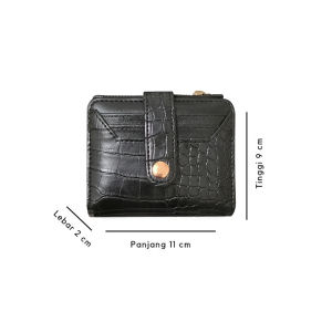 Dompet lipat mini wanita kulit sintetis motif croco card holder cewek mewah