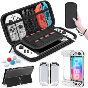 💛[SPOT]  Nintendo Switch OLED Model Carrying Case 16 in 1 Accessories Kit for 2021 NS Switch OLED Model