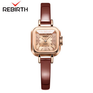 REBIRTH Jam Tangan Wanita Mode Elegan Dan Sederhana Persegi Dial Tali Kulit Jam Tangan Cewek COD