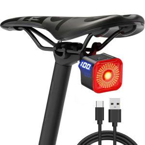 Smart Bike Tail Light Brake Sensing Rear Bicycle Light LED Display USB C Rechargeable Waterproof Cycling Safety Lamp For Night Riding Road Mountain Bike