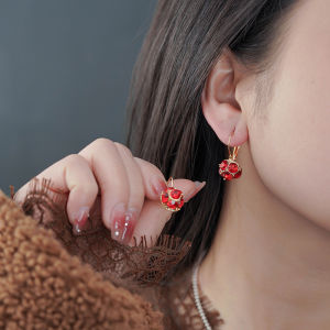 Fashionable Ring Gift 年新款轻奢精致红色耳环小众设计高级感耳扣时尚百搭个性耳饰