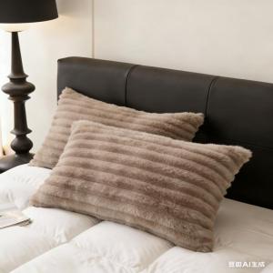 Buy 1 Take 1Solid Pillowcase Velvet Pillowcases Skin-Friendly Soft Pillow Cover Wide Stripe Standard
