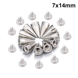 Dizoey 200/10PCS Double Caps Silver Rivets Cone Studs DIY Punk Round Cone Spikes for Shoes Bags Clothing Garment Nail Rivet Sewing Tool