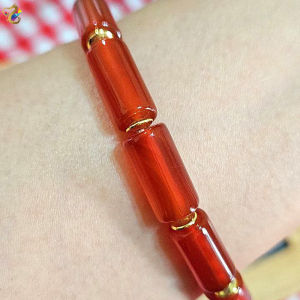 Collection / Premium Grade Icy Red Agate Bracelet (Charms Barrel 2 Rounds 1 Round)