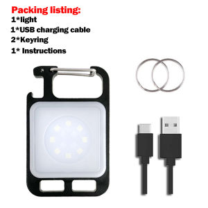 XIWANGFIRE Aluminum Alloy Portable Mini COB Keychain Light USB Charging Built-in Battery Emergency Light Strong Magnetic Suitable for Maintenance Work Outdoor Camping