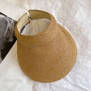 GORGE Raffia Summer Visors Hat Empty Top Anti-UV Sun Hat Fashion Wide Large Brim Empty Top Hat Woman