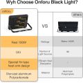 Onforu 2 Pack 60W LED Black Lights, Blacklight Flood Light with Plug, IP66 Waterproof Black Lights for Dance Party, Glow in The Dark, Halloween Lights, Body Paint, Fluorescent Poster, Neon Glow. 