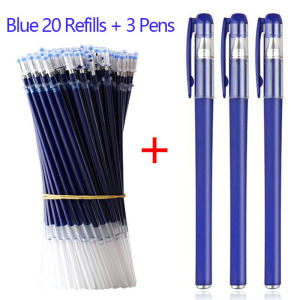 Ready Stock 3 Pens And 20 Ink Refills 0.5 mm Gel Pens Set School Office Supplies Sign Pen Ballpen Stationery