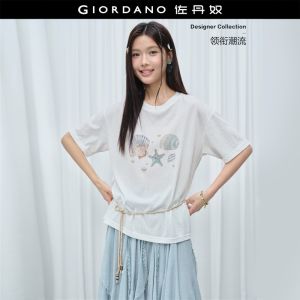 Giordano Women Women Round Neck T-Shirt Free Shipping 18326622