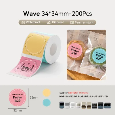 【Round Label】NIIMBOT B1/B1Pro/B2/B2Pro/B21/B21Pro/B3S/B31/B4 Round Label Sticker Waterproof Oil Proof Food Baking Thermal Label Paper