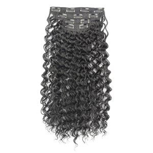 OMQAIO Toàn bộ đầu Tóc nối kẹp 20 inch Tự nhiên Tóc dài xoăn gợn sóng dày dặn Giả mạo Liền mạch Tóc giả tổng hợp dành cho phụ nữ