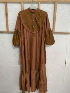 GAMIS LEBARAN 2023 / GAMIS BRUKAT BAHAN POLO LINEN / DRESS MUSLIM WANITA TERBARU