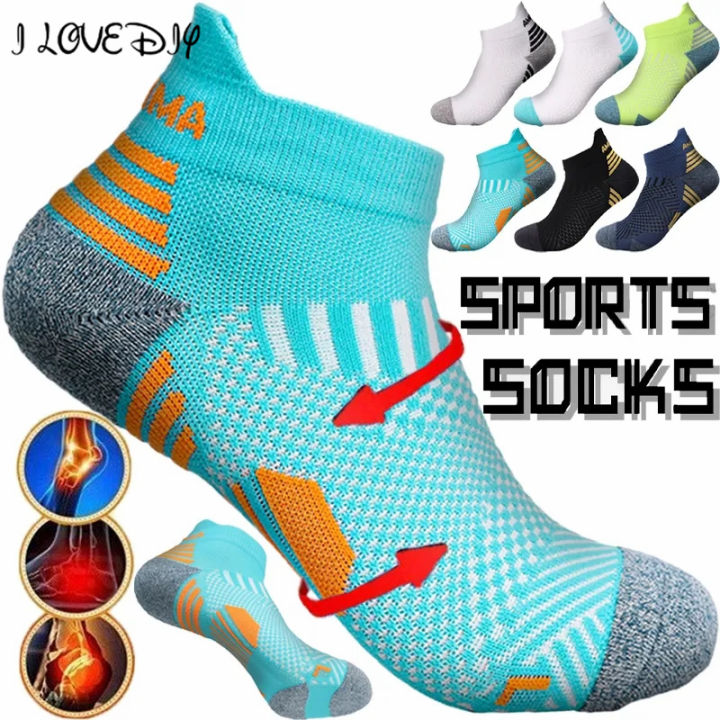 1Pair Professional Sports Running Sock Men Women Breathable Tube Low Cut  Boat Ankle Socks Mesh Casual Thick Towel Bottom Sox