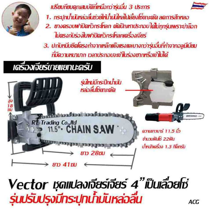 Vector บาร์โซ่แปลงเครื่องเจียร์ 4 นิ้ว สำหรับตัดต้นไม้