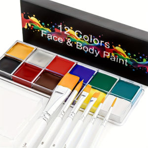 Quivlox Body Paint Face Palette Waterproof Stage Halloween Clown Makeup Glow Art Crayon Party Cosmetic Set Cat