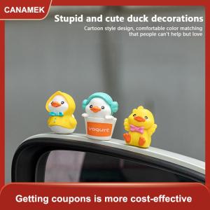 【CANAMEK】 6PCS sáng tạo phim hoạt hình hình con vịt nhỏ mô hình trang trí dễ thương vịt nhỏ màu vàng xe trung tâm giao diện điều khiển đồ trang trí phụ kiện