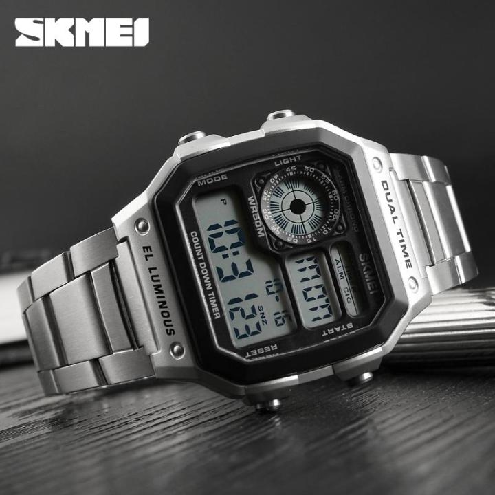 SKMEI Men Fashion Digital Watch Men Multifunction Square Dial