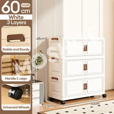 MOSHOE Foldable Storage Cabinet with Wheels Thickened Heavy Duty Space Saving Wardrobe Organizer for Bedroom & Living Room