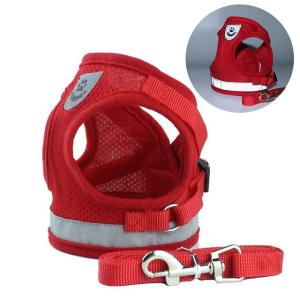 Sentexin Dog Cat Harness Pet Adjustable Reflective Vest Walking Lead Leash for Puppy Polyester Mesh Harness for Small Medium Dog