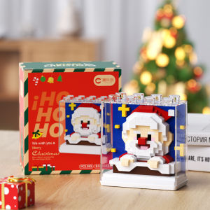 Christmas Gift series building blocks toys Christmas tree snowman elk with creative acrylic box