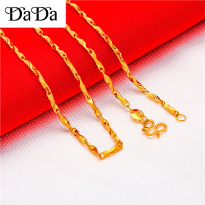 Gold emas 916 original bangkok necklace men and women models good luck Yuanbao plain chain accessories couple chain