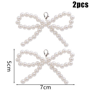 2pcs Fashion Pearl Bowknot Shoe Buckle Ornament DIY Keychain Phone Chain Jewelry Making Supply Shoe Charms Pendant For Sneakers New