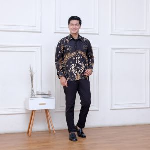 kemeja batik lengan panjang pakaian pria murah