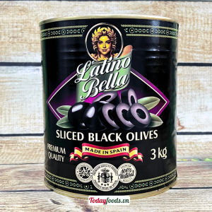 Quả Oliu Đen Cắt Lát ngâm muối Tây Ban Nha hộp 3KG - Dùng làm bánh pizza trộn salad