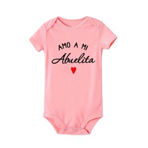 I Love My Grandma Spanish Newborn Baby Boy Girl Casual Bodysuit Short Sleeve Amo A Mi Abuelita Infant Indexing Clothes K911