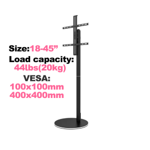 18-65 inch TV Floor Stand Moveable Adjustable Angle VESA Mount TV Stand with Lamps and Wheels