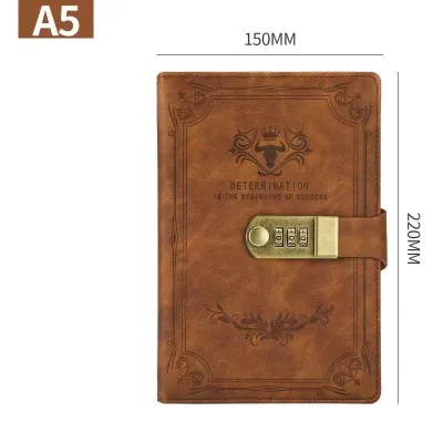 【SG】Diary Book with Lock Notebook A5 Password Book 200 Pages Retro Diary Thickened Creative Hand Ledger Student Notepad