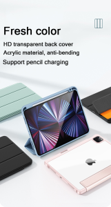 KENKE IPad Case for Apple IPad Air 4 2020 Case for IPad 7Th 8Th 9Th Generation 10.2 Cover IPad Pro 11 2020 IPad Mini 6 2021 with Pencil Holder HD Transparent Back Cover Support Pencil Charging Right Pen Slot Anti-bending