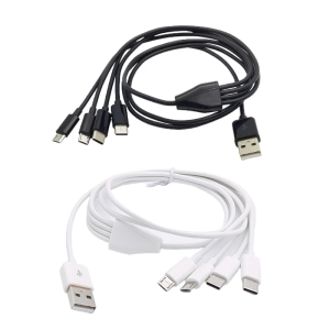 Flexible USB A to USB C& MICRO USB Cable Faster Charging Cord for Cell Phones Tablets with Type C/Micro USB 4Connectors
