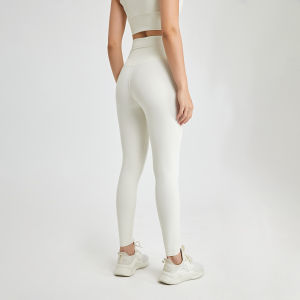 One-piece No-awkward-line High-waisted Pocket Yoga Pants Nude Peach Hip Tight Fitness Sports Pants