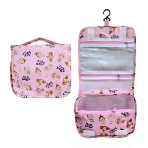 🌼 กระเป๋าใส่ของ มีที่หิ้วและแขวน ลายน้องน้ำตารื้น แขวนในห้องน้ำ งานผ้าร่ม กันน้ำ ขนาดหลังกาง 25×20×9 นิ้ว ขนาดหลังพับ 9×9.5 นิ้ว