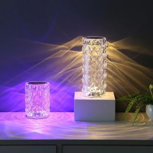 16 Colors Touch Desk Lamp Rose Crystal Diamond Table Lamp Charging Charging Light LED Night Lights Atmosphere Light