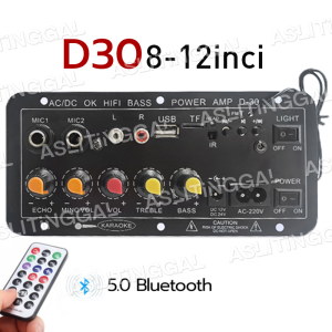 D100 Amplifier Board Audio Bluetooth USB Radio TF DIY Subwoofer D100 D30 Karaoke Power Stereo Bass Audio Karaoke FM Papan Subwoofer Mikrofon Ganda Amplifier untuk Speaker 8-12 Inci 220V