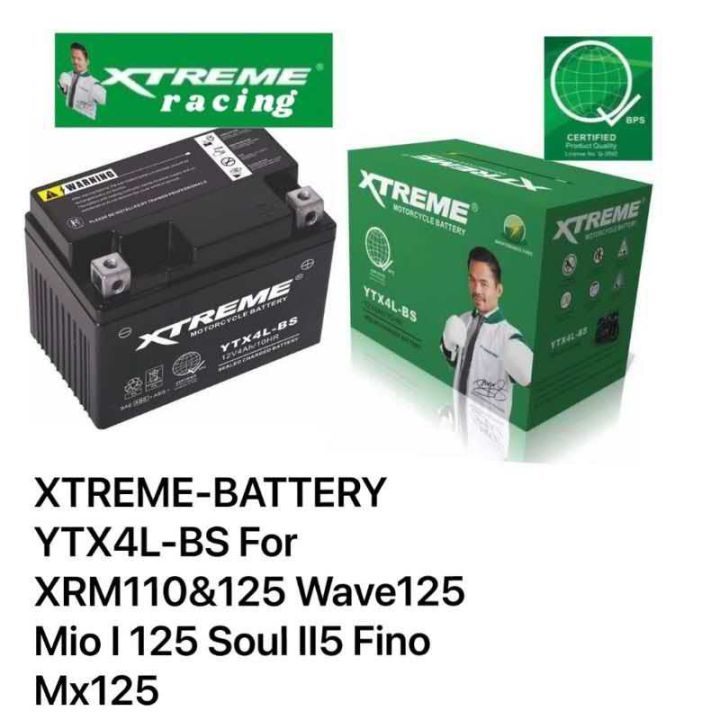 XTREME MOTORCYCLE BATTERY YTX4LBS For XRM100, XRM125, WAVE125, MIO