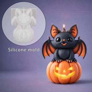 SDFBN DIY Halloween Ornament Mold Multi-purpose Silicone Candle Wax Mold Ghost Heat-resistant Epoxy Resin Plaster Mold Home Decorations