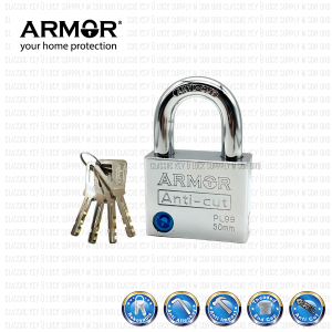 ARMOR APL-99 Premium Hardened Steel High Security Padlock with Anti-Cut Shackle 50mm