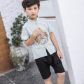 Kids Chinese New Year Clothing Children Cny Short-Sleeved Tshirts Shorts Boy Spring Festival Tang Suits 92/4. 