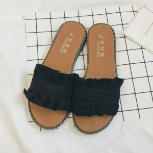 Free Shipping New Spring And Summer Styles Of WomenS Sandals: Korean-Style Fashionable With Ruffled Trim And A Flat Sole Perfect For Everyday Wear