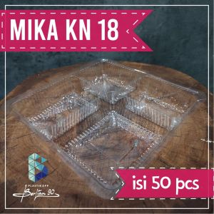 Mika Sekat 4 Nasi Bening / Box Tray 18 isi 50pcs / Nasi Kotak Ukuran 18x18