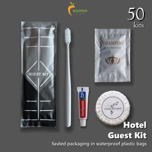 50sets toothbrushtoothpasteshampoosoapPE bag (Sealed packaging) HOTEL GUEST KIT SET - HOTEL AMENITIES